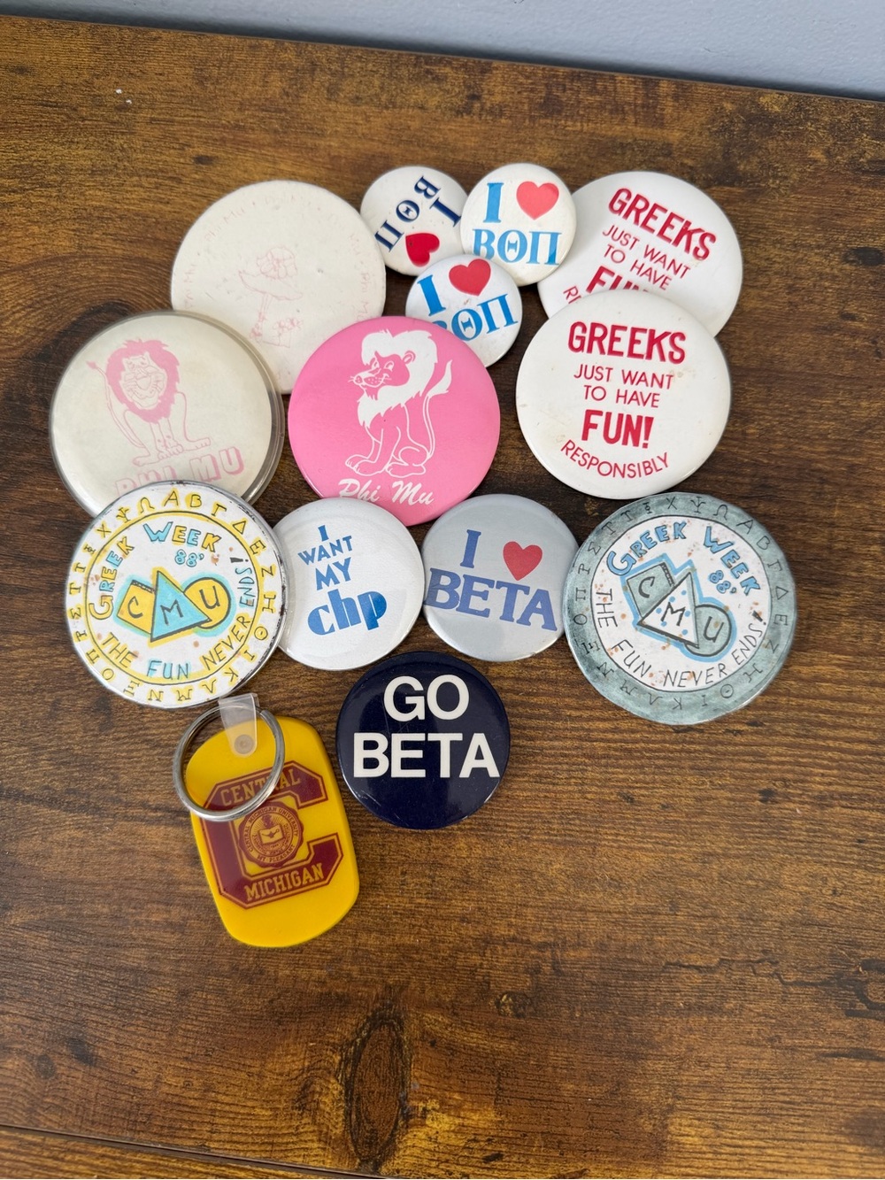 Central Michigan CMU Greek Week 1988 Phi Mu Beta Fraternity Sorority Pin Lot